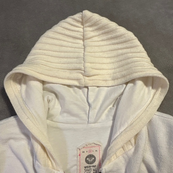 Roxy Y2K Zip-Up Hoodie Sweater Women's Medium White Retro Snowboard Surf Beach - Picture 7 of 8